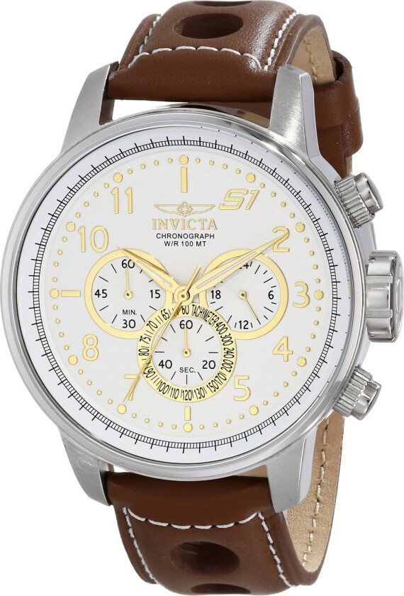 Herreklokke 16010 Hvit/Lær Ø48 mm
