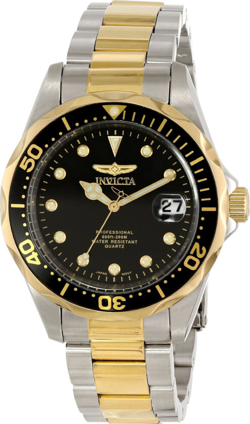Herreklokke 17049 Pro Diver Sort/Gulltonet stål Ø38 mm
