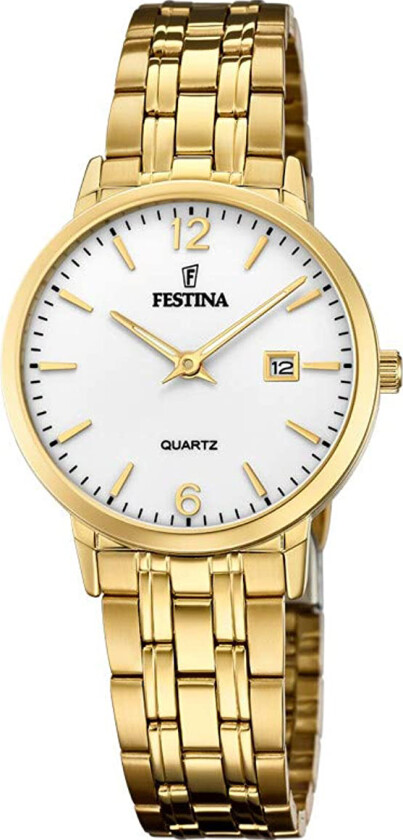 Dameklokke F20514-2 Hvit/Gulltonet stål Ø31 mm