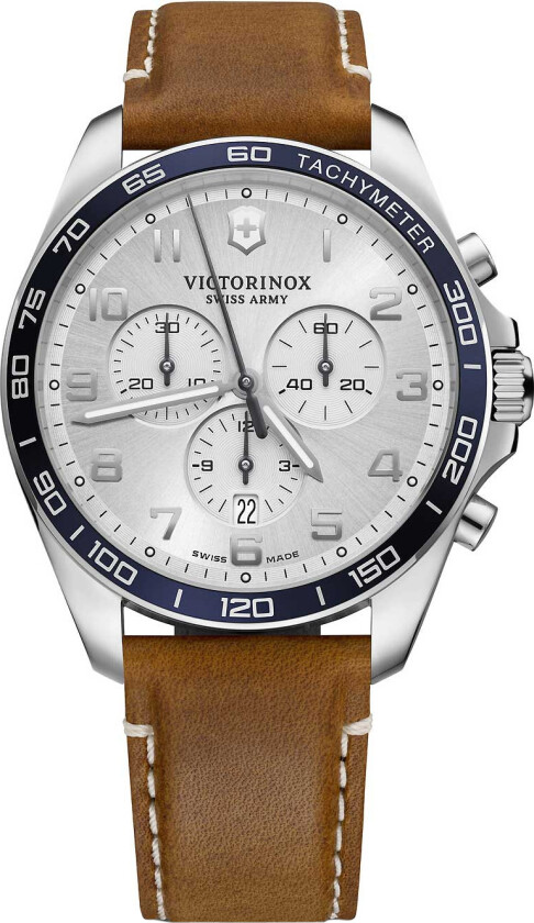 Herreklokke 241900 Sølvfarget/Lær Ø42 mm