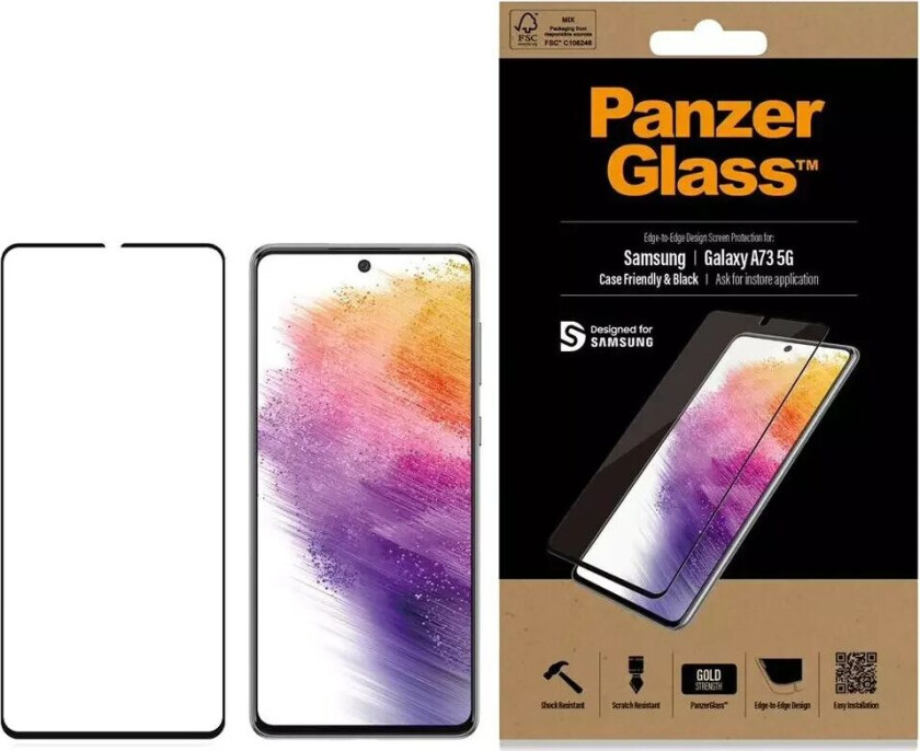 Samsung Galaxy A73 (5G) Edge-to-Edge Beskyttelsesglass - Case-Friendly - Svart Kant
