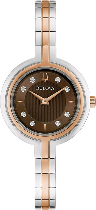 Dameklokke 98P194 Diamond Brun/Rose-gulltonet stål Ø30 mm