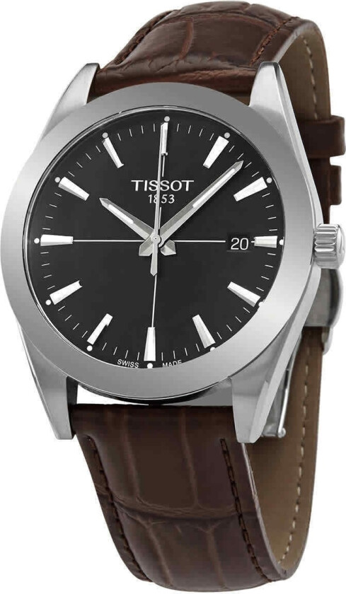 Herreklokke T127.410.16.051.01 T-Classic Sort/Lær Ø40 mm