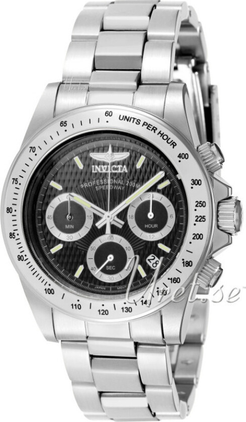 Herreklokke 7026 Speedway Sort/Stål Ø40 mm