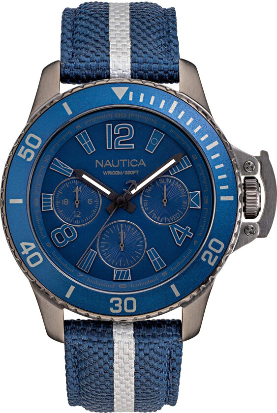 Herreklokke NAPBSF919 Blå/Lær Ø45 mm