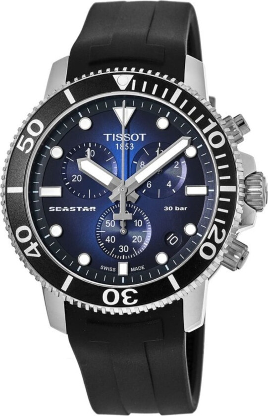 Herreklokke T120.417.17.041.00 Seastar 1000 Blå/Gummi Ø45.5
