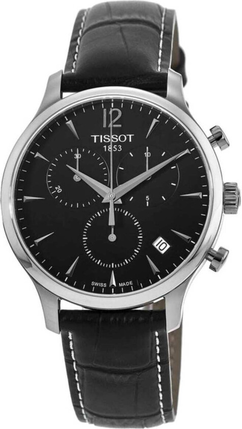 Herreklokke T063.617.16.057.00 Tradition Sort/Lær Ø42 mm