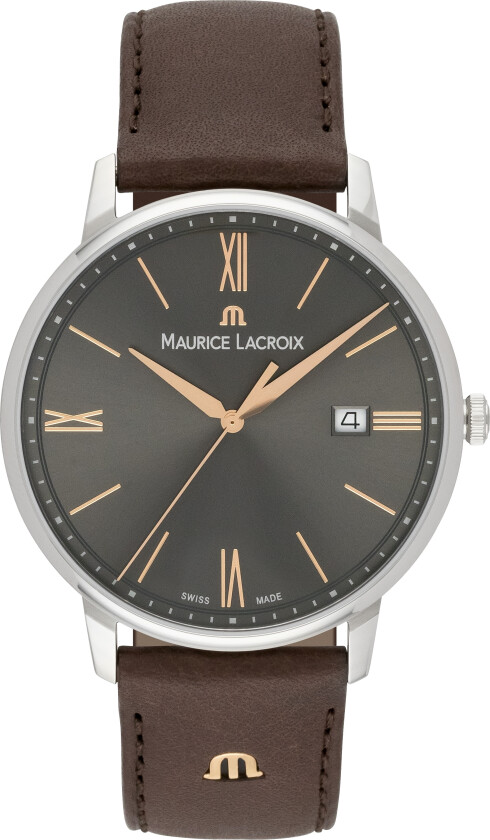 Herreklokke EL1118-SS001-311-1 Eliros Date Grå/Lær