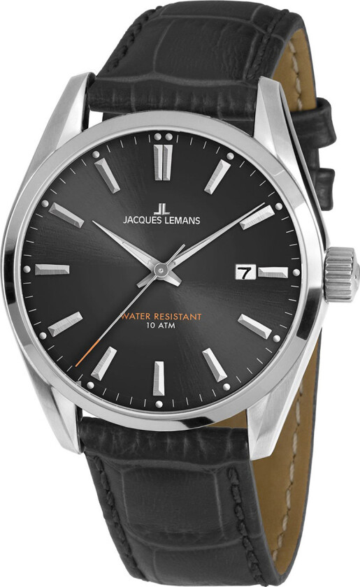 Herreklokke 1-1859A Derby Grå/Lær Ø40 mm