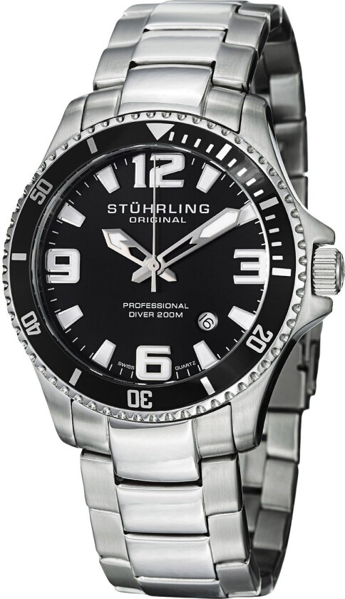 Herreklokke 395.33B11 Sort/Stål Ø42 mm