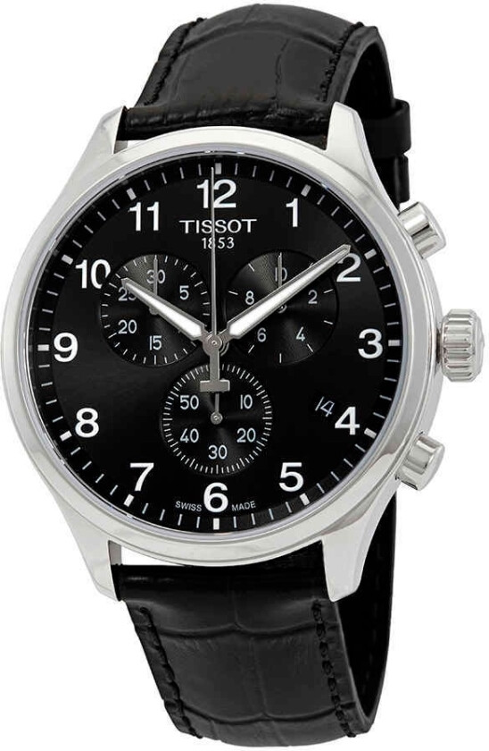 Herreklokke T116.617.16.057.00 T-Sport Sort/Lær Ø45 mm