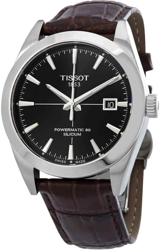 Herreklokke T127.407.16.051.01 T-Classic Sort/Lær Ø40 mm