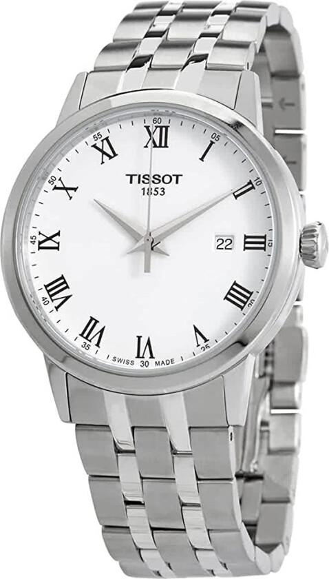Herreklokke T129.410.11.013.00 T-Classic Hvit/Stål Ø42 mm