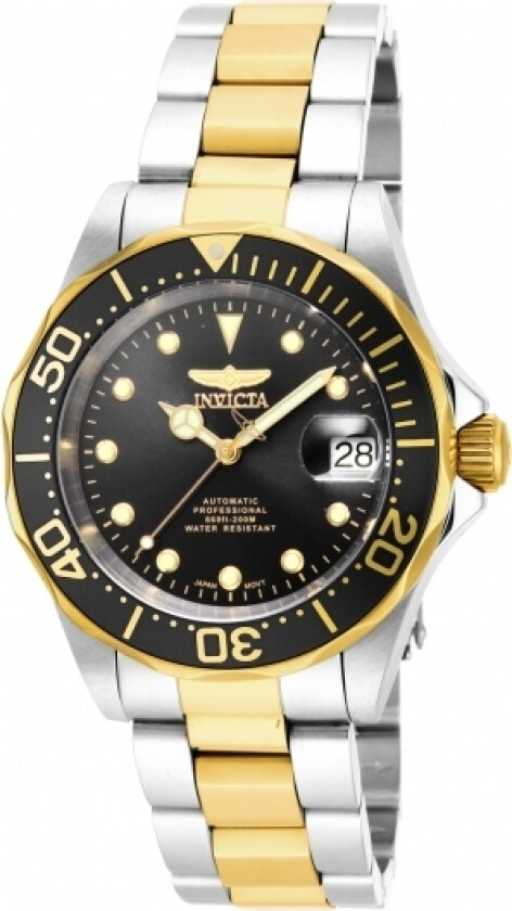 Herreklokke 17043 Pro Diver Sort/Gulltonet stål Ø40 mm