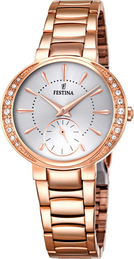Dameklokke F16911-1 Sølvfarget/Rose-gulltonet stål Ø33 mm