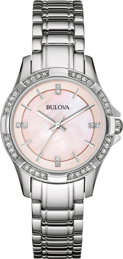 Dameklokke 96L206 Crystal Rosa/Stål Ø30 mm