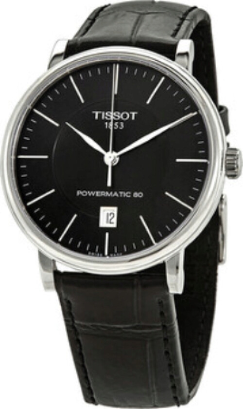 Herreklokke T122.407.16.051.00 Carson Sort/Lær Ø40 mm