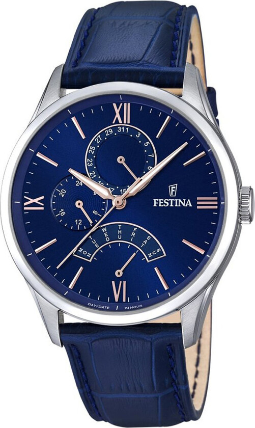 Herreklokke F16823-3 Dress Blå/Lær Ø43 mm