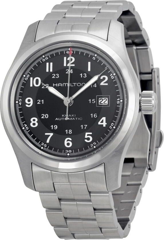 Herreklokke H70515137 Khaki Field Sort/Stål Ø42 mm