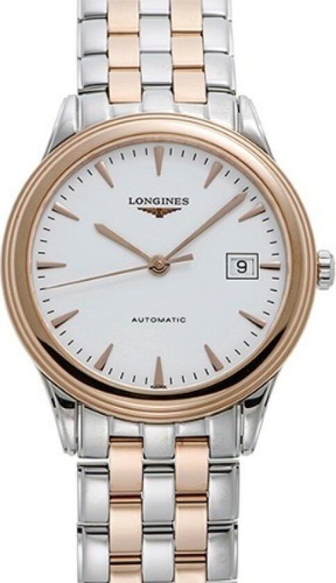 Herreklokke L4.974.3.92.7 Flagship Hvit/Rose-gulltonet stål