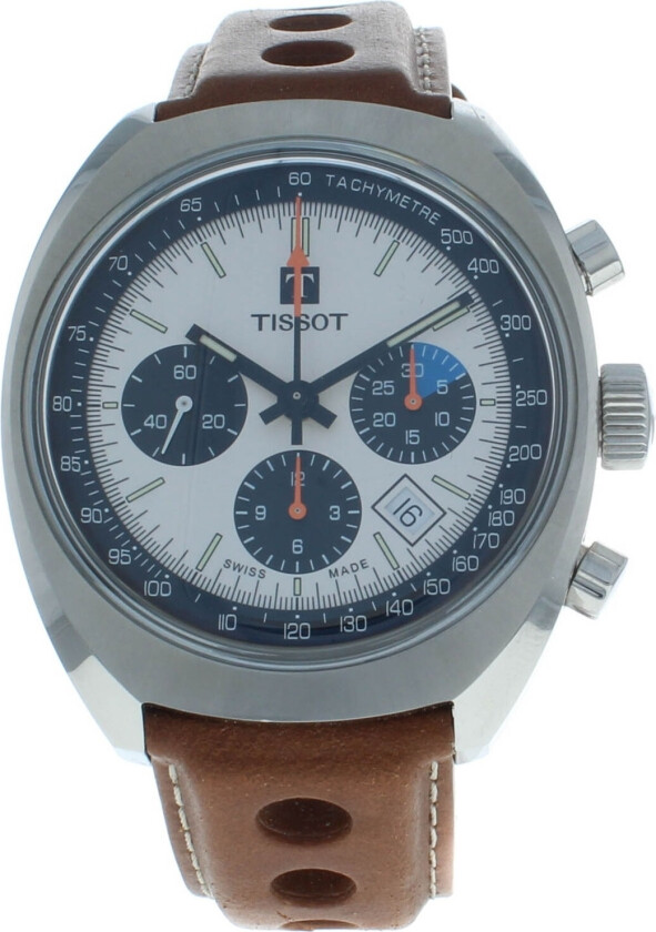 Herreklokke T124.427.16.031.01 Heritage Hvit/Lær Ø43 mm