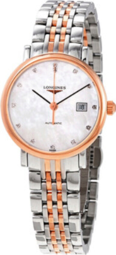 Dameklokke L4.310.5.87.7 Elegant Hvit/Rose-gulltonet stål