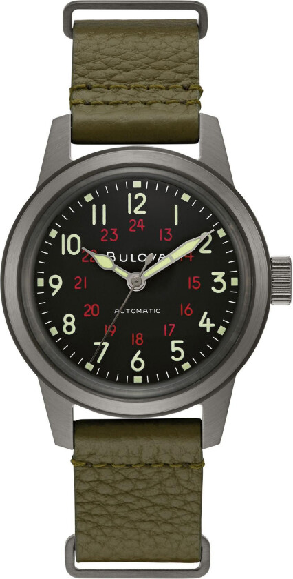 Herreklokke 98A255 Grønn/Lær Ø38 mm
