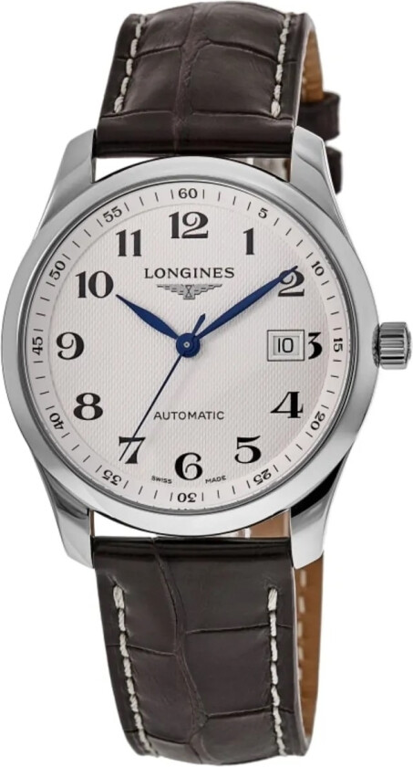 Herreklokke L2.793.4.78.3 Master Sølvfarget/Lær Ø40 mm