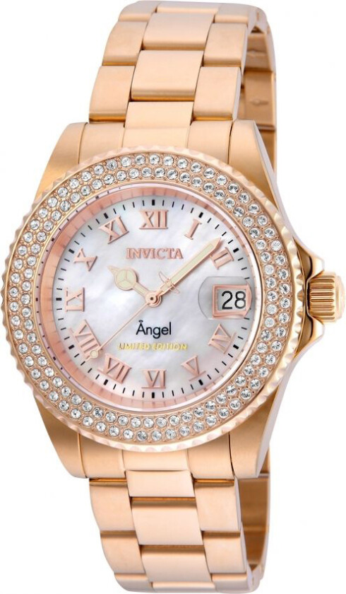 Dameklokke 24615 Angel Hvit/Rose-gulltonet stål Ø40 mm
