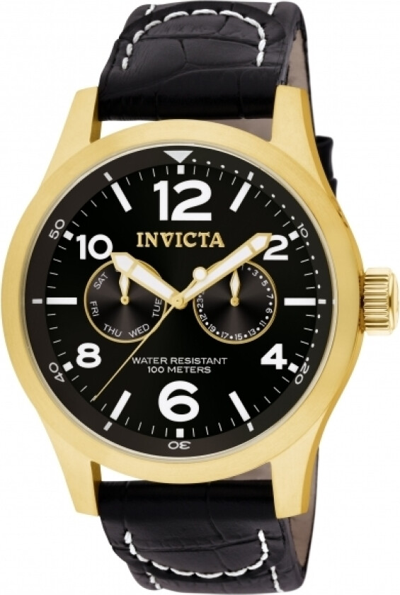 Herreklokke 10491 I-Force Sort/Lær Ø48 mm
