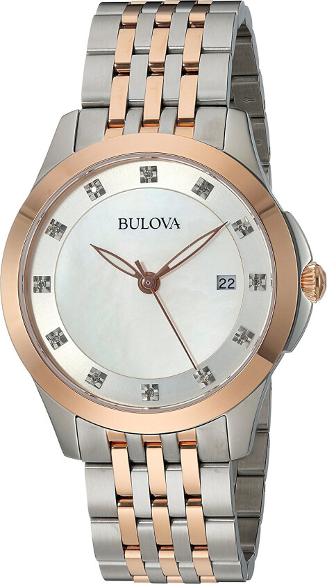Dameklokke 98P162 Diamond Hvit/Rose-gulltonet stål Ø36 mm