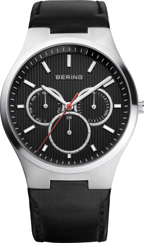 Herreklokke 13841-404 Classic Sort/Lær Ø40 mm
