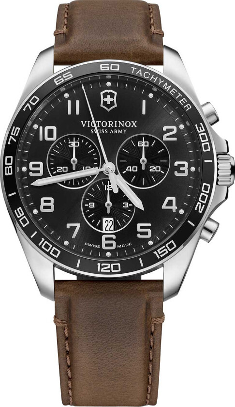 Herreklokke 241928 Sort/Lær Ø42 mm