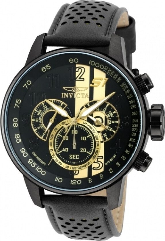 Herreklokke 19289 S1 Sort/Lær Ø52 mm