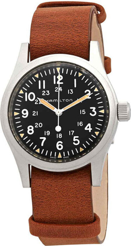 Herreklokke H69439531 Sort/Lær Ø38 mm