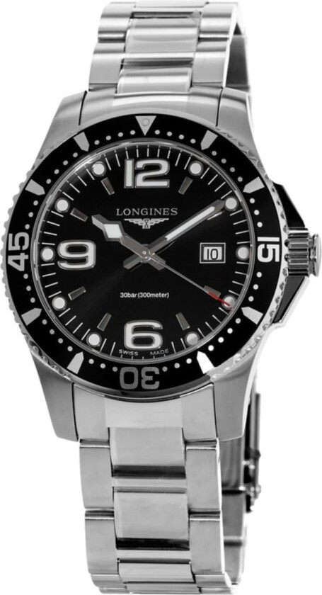 Herreklokke L3.730.4.56.6 Hydroconquest Sort/Stål Ø39 mm