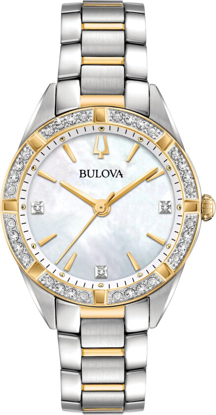 Dameklokke 98R263 Diamond Hvit/Gulltonet stål Ø32 mm