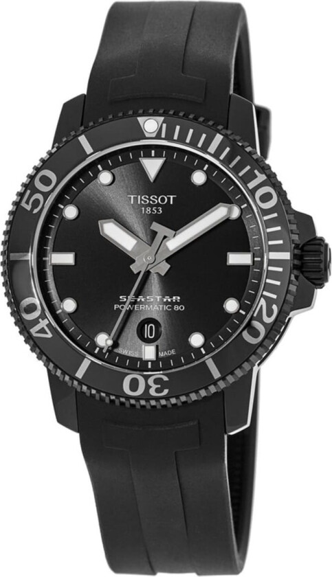 Herreklokke T120.407.37.051.00 Seastar 1000 Sort/Gummi Ø43 mm