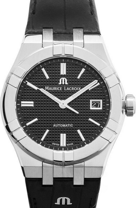Herreklokke AI6007-SS001-330-1 Aikon Sort/Lær Ø39 mm
