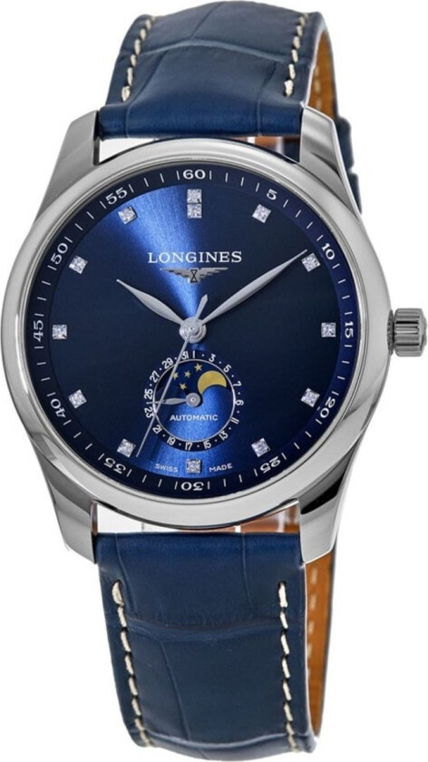 Herreklokke L2.909.4.97.0 Master Blå/Lær Ø40 mm