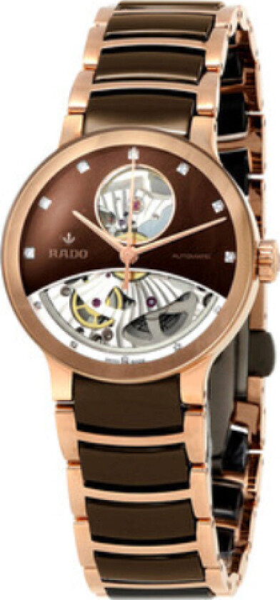 Dameklokke R30248712 Centrix Brun/Rose-gulltonet stål Ø33 mm