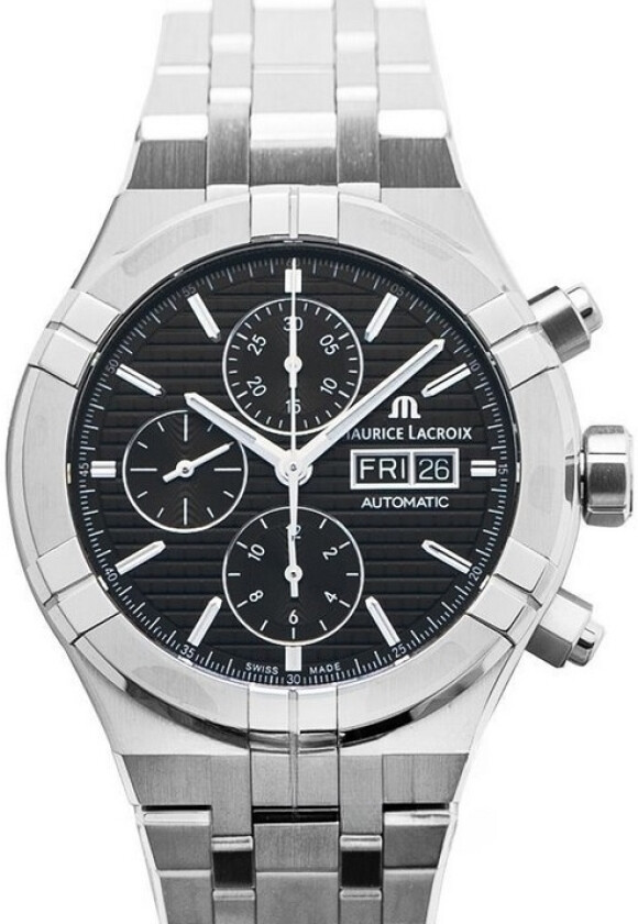 Herreklokke AI6038-SS002-330-1 Aikon Sort/Stål Ø44