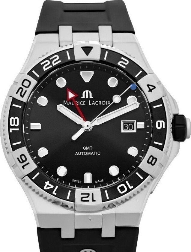 Herreklokke AI6158-SS001-330-2 Aikon Sort/Gummi Ø43