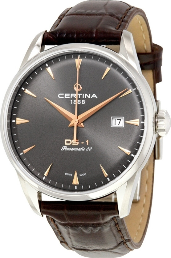 Herreklokke C029.807.16.081.01 DS 1 Grå/Lær Ø40 mm