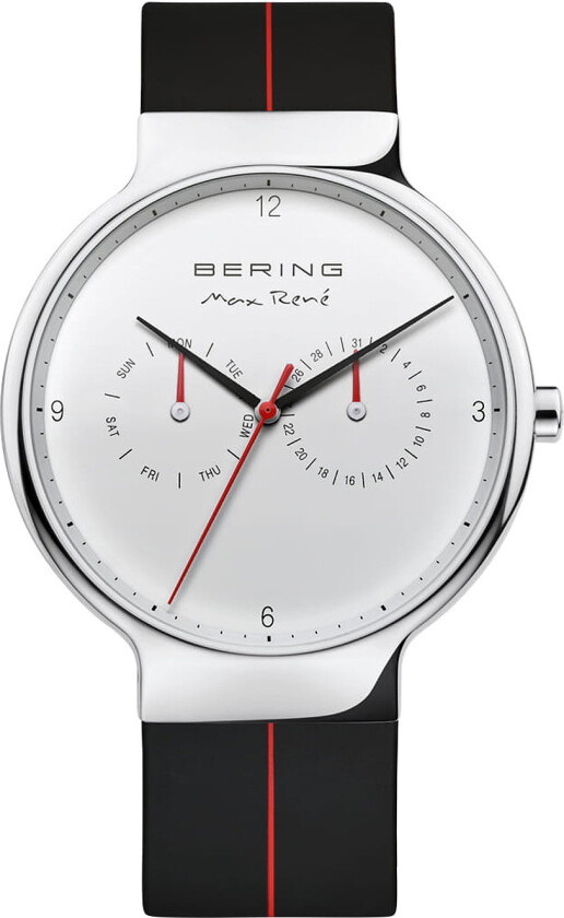 Herreklokke 15542-404 Max Rene Hvit/Gummi Ø42 mm