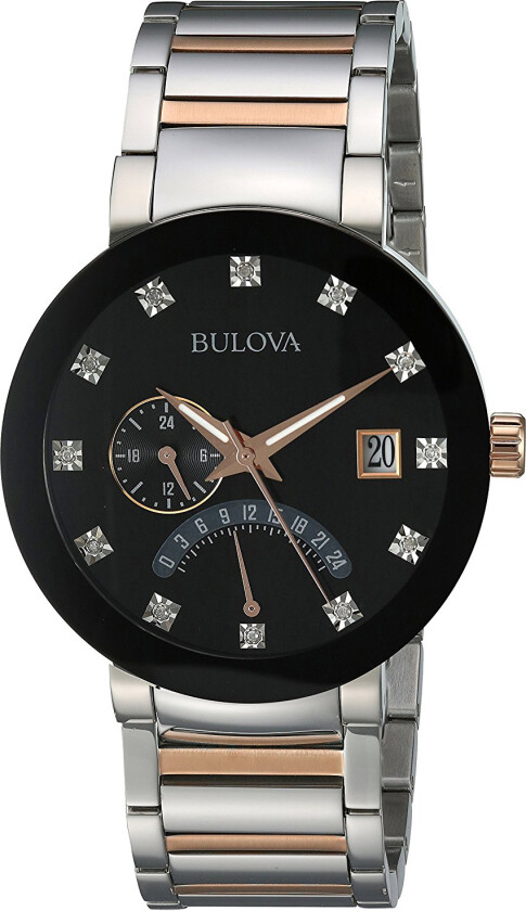 Herreklokke 98D129 Diamond Sort/Rose-gulltonet stål Ø40 mm