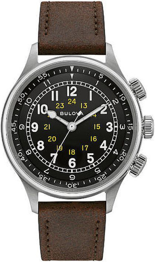 Herreklokke 96A245 Sort/Lær Ø42 mm