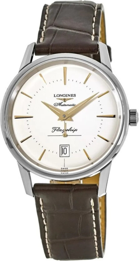 Herreklokke L4.795.4.78.2 Heritage Sølvfarget/Lær Ø38.5 mm
