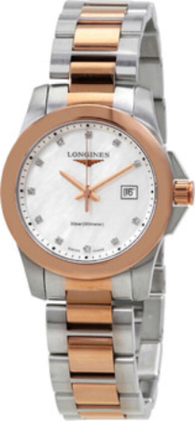 Dameklokke L3.376.3.88.7 Conquest Ladies Hvit/Rose-gulltonet