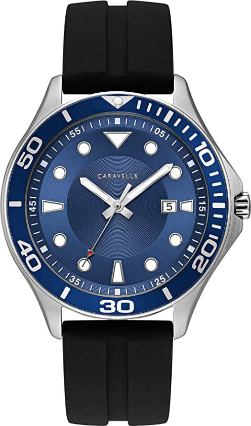 Herreklokke 43B155 Caravelle Blå/Gummi Ø42 mm